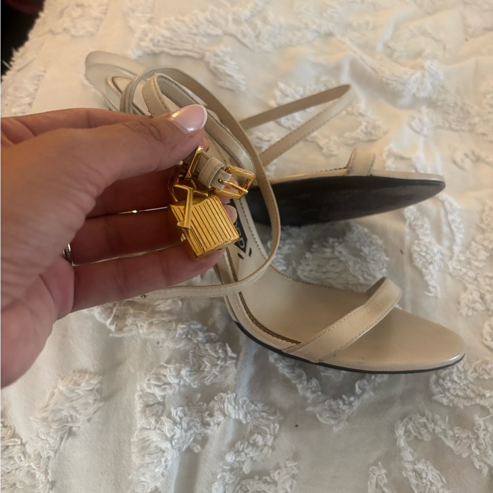 Tom Ford SHINY LEATHER PADLOCK POINTY NAKED SANDAL